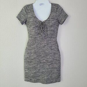 Hollister Gray Marled Lace-Up Front Bodycon Dress Size XS Women's